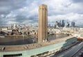 Tate modern contemporary art museum viewing plattform panorama and tower cloudy day london