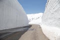 Tateyama Kurobe Alpine Route, snow mountains wall in Toyama Pref Royalty Free Stock Photo