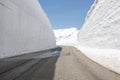 Tateyama Kurobe Alpine Route, snow mountains wall in Toyama Pref Royalty Free Stock Photo