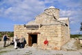 Tatlisu, Cyprus, March 7, 2022. Ancient Yellow Sandstone Church.