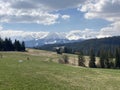 Tatra Mountains panorama seen from viewing point near Bukowina Tatrzanska, Poland