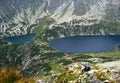Tatra mountains in Poland, green hill, valley and rocky peak in the sunny day with clear blue sky Royalty Free Stock Photo