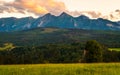 Tatra Mountains, Poland. Panorama of a mountain landscape. Late summer mountain view. Sunset over the mountains Royalty Free Stock Photo