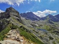 Tatra mountains` pond visible from the Karb pass Royalty Free Stock Photo