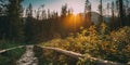 Tatra National Park, Poland. Sunrise Above Hiking Trails In Summer Tatra Mountains Landscape. Morning Sun Sunshine With Royalty Free Stock Photo