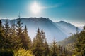 Tatra National Park, Poland. Sunrise Above Summer Mountain And M Royalty Free Stock Photo