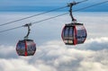 Modern cableway and inversion in ski resort Tatranska Lomnica, Slovakia