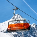 Ski lift and peak Lomnicky stit in High Tatras mountains in resort Tatranska Lomnica, Slovakia Royalty Free Stock Photo