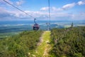 Tatranska Lomnica, Tatra Mountains Slovakia - Cable car to the Lomnica Peak - Lomicky stit - with the Slovak Tatra sub-hill area Royalty Free Stock Photo