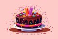 tatsy chocolate birthday cake with confetti AI generated Royalty Free Stock Photo