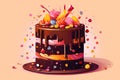 tatsy chocolate birthday cake with confetti Royalty Free Stock Photo