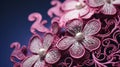 Tatted lacework flowers handcraft closeup. Generative ai