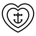 Tattoo anchor heart icon, outline style