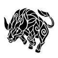 Tattoo art with black stylized bull silhouette Royalty Free Stock Photo