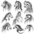 Tattoo art design of horse collection Royalty Free Stock Photo