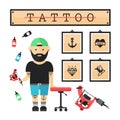 Tattoo artist master in salon