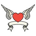 tattoo with banner of a heart with wings