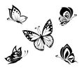Tattoo black and white butterflies, set Royalty Free Stock Photo