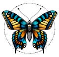 Tattoo butterfly in circle of beads. Beauty symbol Royalty Free Stock Photo