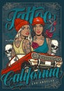 Tattoo California girls colorful poster