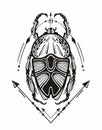 Tattoo design of insect beetle. Tatttoo beetle. Vector illustration