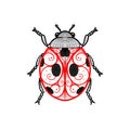 Tattoo black and red linework ladybug