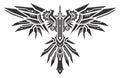 Tribal design of metal winged sword