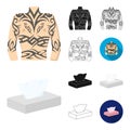 Tattoo, drawing on the body cartoon,black,flat,monochrome,outline icons in set collection for design. Tattoo salon and Royalty Free Stock Photo