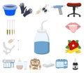 Tattoo, drawing on the body cartoon icons in set collection for design. Tattoo salon and equipment vector symbol stock Royalty Free Stock Photo