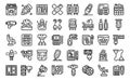 Tattoo equipment icons set outline vector. Machine needle