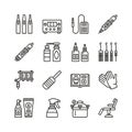 Tattoo equipment line icon set.