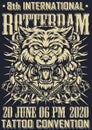 Tattoo fest in Rotterdam monochrome poster Royalty Free Stock Photo