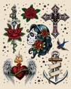 Tattoo Flash Illustration Set