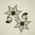 Tattoo of floral decorated black design. Royalty Free Stock Photo