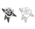 Tattoo flowers set dot work Royalty Free Stock Photo