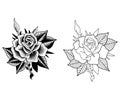 Tattoo flowers set dot work Royalty Free Stock Photo