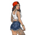 Tattoo girl hipster sketch colorful