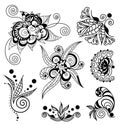 Tattoo henna element set Royalty Free Stock Photo