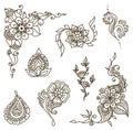 Tattoo henna element set Royalty Free Stock Photo