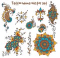 Tattoo henna element set Royalty Free Stock Photo