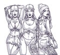 Tattoo hot girls emblem monochrome