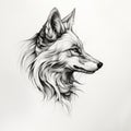 Tattoo-inspired Wolf Head Illustration With Long Hair
