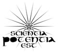 Tattoo with latin words scientia potentia est isolated