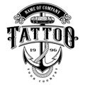 Tattoo lettering illustration with anchor for white background