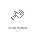 tattoo machine icon vector from tattoo collection. Thin line tattoo machine outline icon vector illustration. Outline, thin line