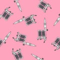 Tattoo machine seamless doodle pattern