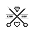 Tattoo master studio salon vector needle heart icon template