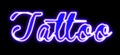 Tattoo neon sign in blue Royalty Free Stock Photo