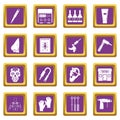 Tattoo parlor icons set purple