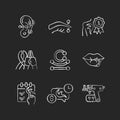 Tattoo and piercing creation chalk white icons set on dark background Royalty Free Stock Photo